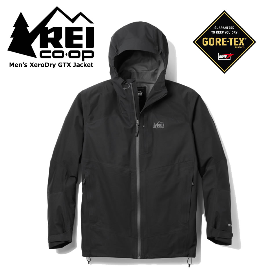 REI-Coop アールイーアイ M's XeroDry GTX Jacket メンズ ゼロドライ ゴアテックス パックライト ジャケット ブラック (BLK)