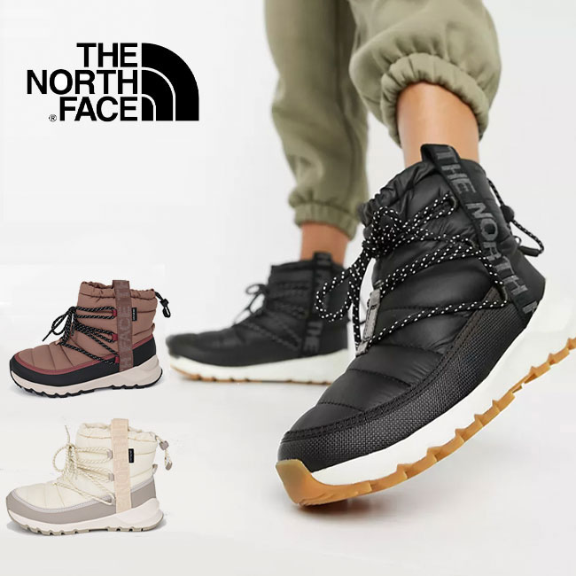 THE NORTH FACE ザ ノースフェイス THERMOBALL LACE UP WATERPROOF Boots NF0A5LWD レディース フェイクファー スノーブーツ ウインターブーツ レースアップ サーモボール ブラック 防寒 ショ…