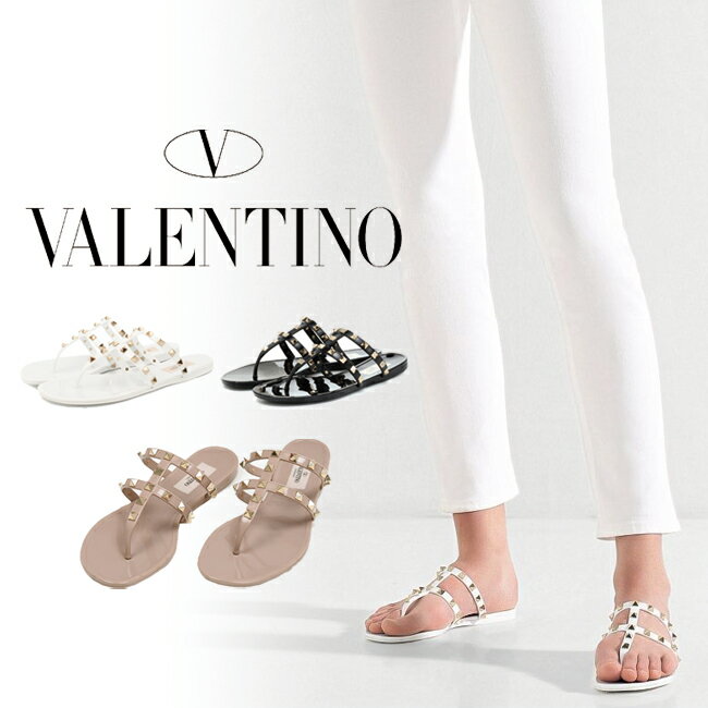 VALENTINO GARAVANI Summer rockstud ヴァレンティノ バレンチノ ガラヴァーニ スタッズサンダル サンダル トング ラバー 36 37 38 ホワイト ブラック パウダー[並行輸入]のサムネイル