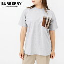 バーバリー Tシャツ メンズ BURBERRY バーバリー レディースTシャツ 8048923 A2142 チェックポケットTシャツ コットン オーバーサイズTシャツ 半袖 クルーネック GREY グレー 半袖 カットソー