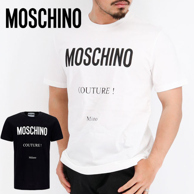 モスキーノ Tシャツ メンズ MOSCHINO COUTURE モスキーノ クチュール0719 2040 ロゴTシャツ 半袖 クルーネック ホワイト カットソー ブラック レディース 春夏 新作 メンズ ユニセックス