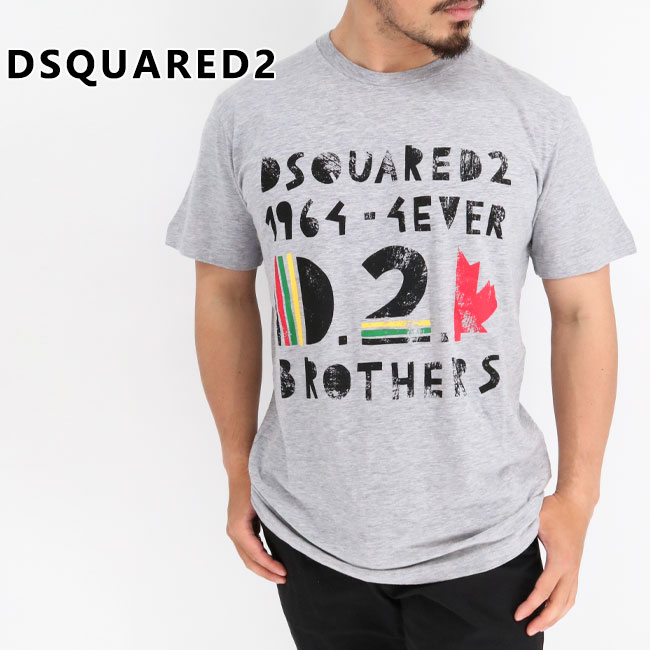 DSQUARED2 ディースクエアード S71GD1261 S22146 メンズ半袖Tシャツ COOL FIT T-Shirt カットソー クルーネック ロゴT コットン GREY M L XL 大きいサイズ TEE