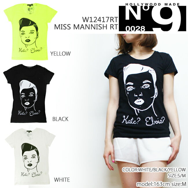 【即納/本物】HOLLYWOOD MADE(ハリウッドメイド)W12417RT MISS MANNISH RTインパクト抜群のプリントTシャツ♪ウエストシェイプ/Uネックカットソー/シンプル/半袖/TEE5P12Sep14