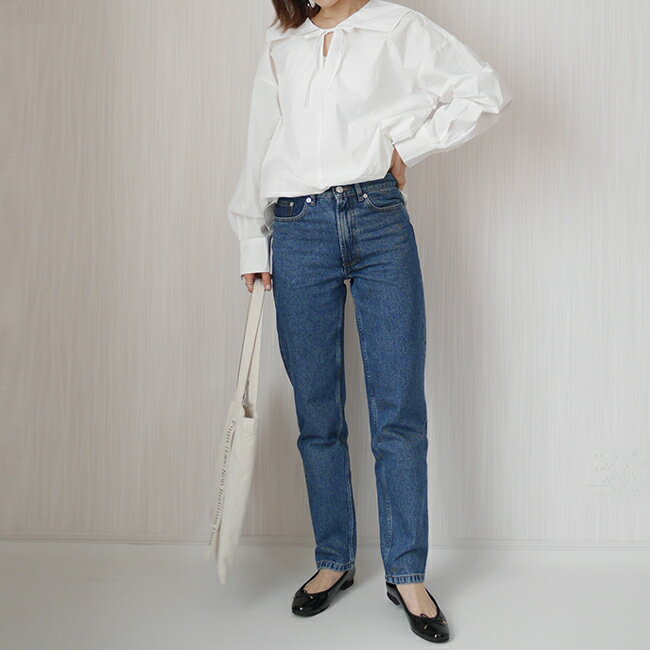 A.P.C APC アーペーセー COETK F09122 ハイウエスト デニム ストレート JEAN MARTIN ブルー ビンテージ風 デニム生地コットン ストレートレッグ ジーパン ノンストレッチ デニムパンツ 1