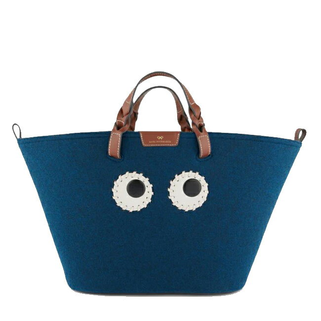 ANYA HINDMARCH アニヤハインドマーチ 5050925170154 21086778 Felt Eyes Tote Recycled Felt in Dark Petrol アイズ トートバッグ リサイクルフェルト ブルーのサムネイル
