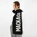 ◆MACKAGE マッカージュ JUNO-Z ロゴマフラー ストール ウール ニットスカーフ BLACK メンズ レディース ユニセックス ブランド