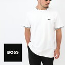 ■HUGO BOSS ヒューゴ ボス BOSSコレクション 50521245 TAUL ストレッチコットン Tシャツ ライン&ロゴ メンズ トップス 半袖 SS TEE クルーネック 白T 黒T カットソー 大きいサイズ有 ブランド