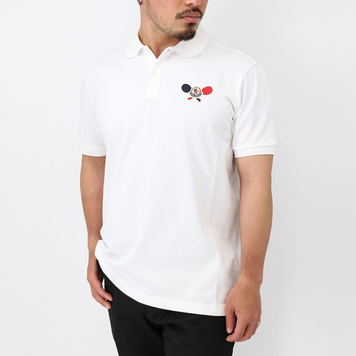 楽天RAYMART-レイマート-MONCLER モンクレール メンズポロシャツ 8A00009 SS POLO 半袖 白 ロゴパッチ 襟 父の日ギフト プレゼント