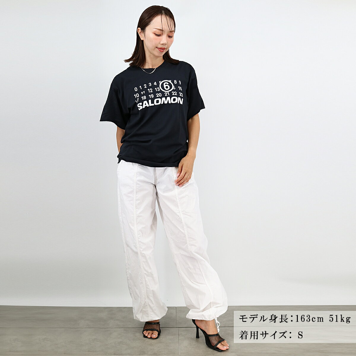 MM6×SALOMON エムエムシックス メゾンマルジェラ サロモン コラボ レディースロゴTシャツ S52GC0345 M20101 BLACK 半袖 クルーネック SS TEE ロゴ ユニセックス ブランド【cp_3】