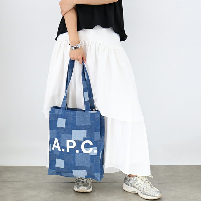 A.P.C. APC　アーペーセー M61442 COGWH DENIM IAL/INDIGO DELAVE TOTE LOU ロゴ トートバッグ ショッピングバッグ ハンドバッグ メンズ レディース ユニセックス 肩掛け 男女兼用 エコバッグ シンプル A4収納可能 デニム 1