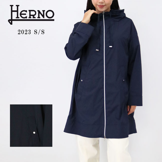 HERNO ヘルノ GC000388D 12431S スプリングコート ライトアウター ミディアム丈 レディース 撥水 フード付き ナイロンジャケット ロゴのサムネイル