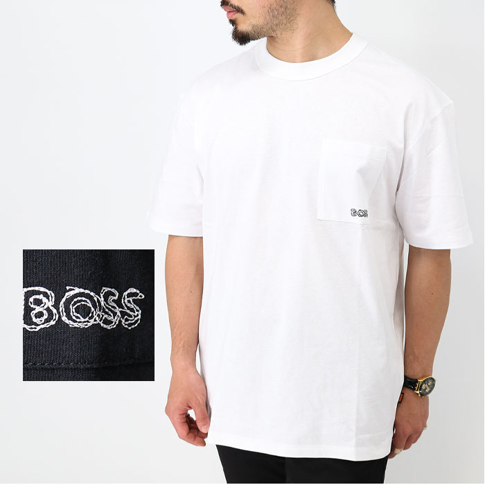 HUGO BOSS ヒューゴ ボス ボスコレクション 50509452 メンズロゴ刺繍Tシャツ 半袖 SS TEE ポケットロゴ刺繍 クルーネック カットソー 2024father