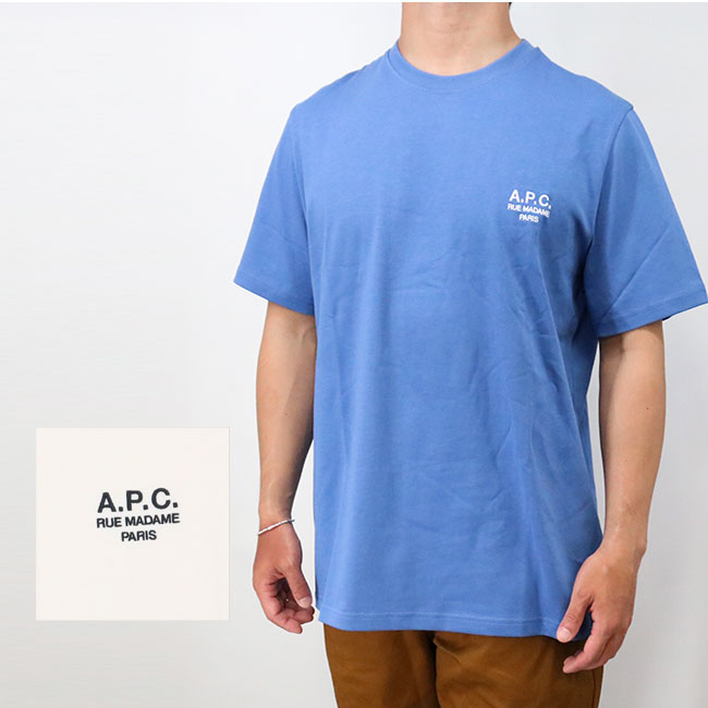 アーペーセー プレゼント メンズ A.P.C. APC アーペーセー COEZC H26247 半袖Tシャツ クルーネック カットソー ロゴT メンズ オフホワイト ブルー