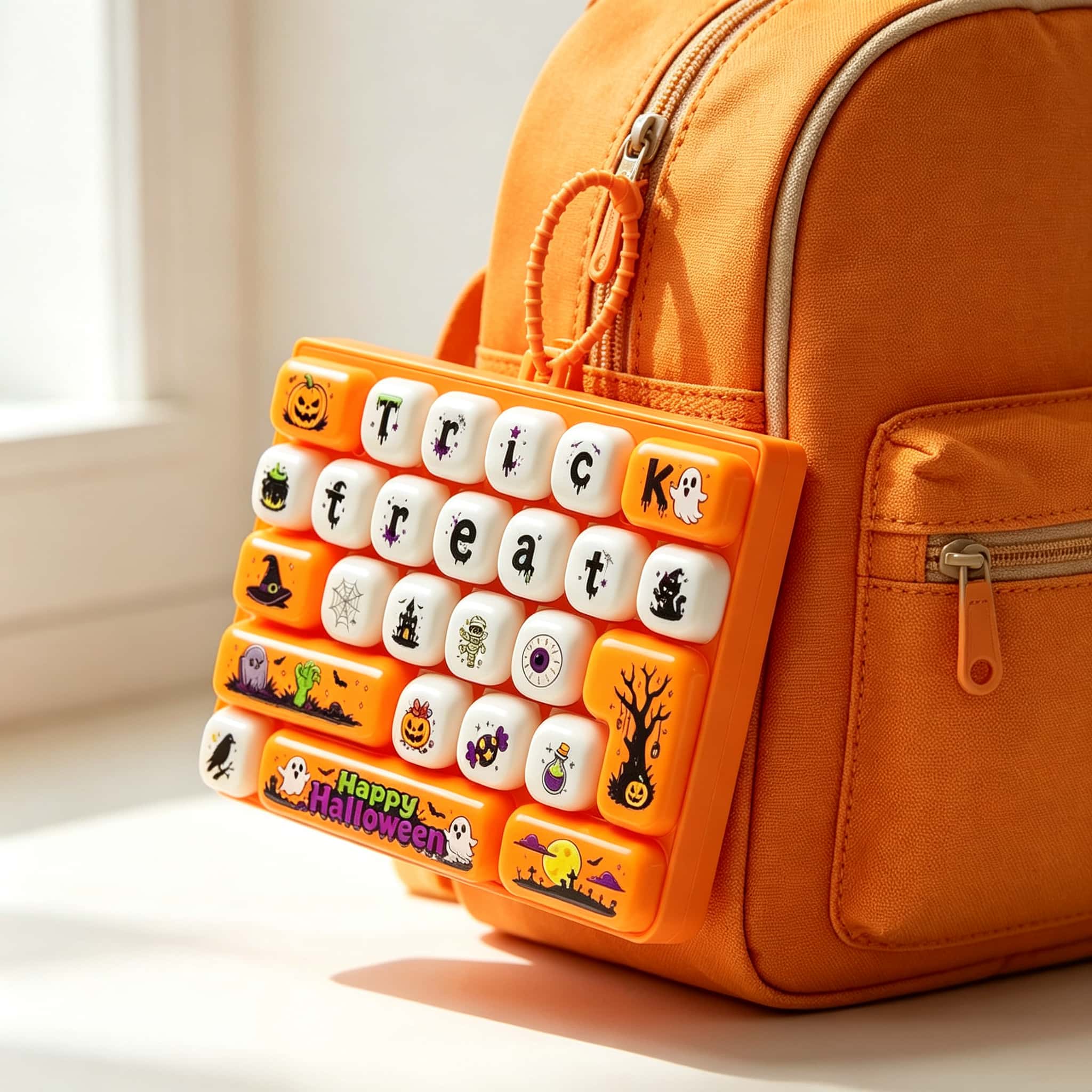 RAY566の子供向けのおもちゃ可愛いキキーホルダー 26キースクイーズキーボードチャームランドセルチャーム ストレス解消 グッズ 手遊び 無限 減圧 おもちゃ ボタン 握る 暇つぶし ストレス発散 ストレス解消グッズ 大人 子供キーボード キーホルダー ストレス発散 ハロウィンシリーズ｜アングル2