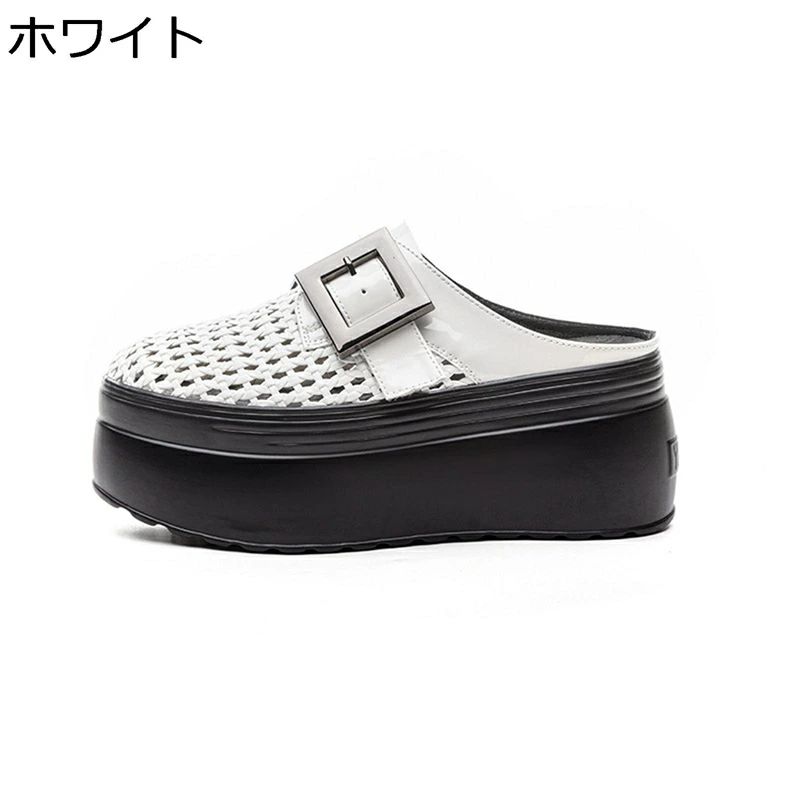 乐天商城 - リラックスサンダル 本革 サンダル レディース 厚底 軽い 歩きやすい 美脚 メッシュ ストレッチ オープントゥ 静音 身長アップ ビーチ
