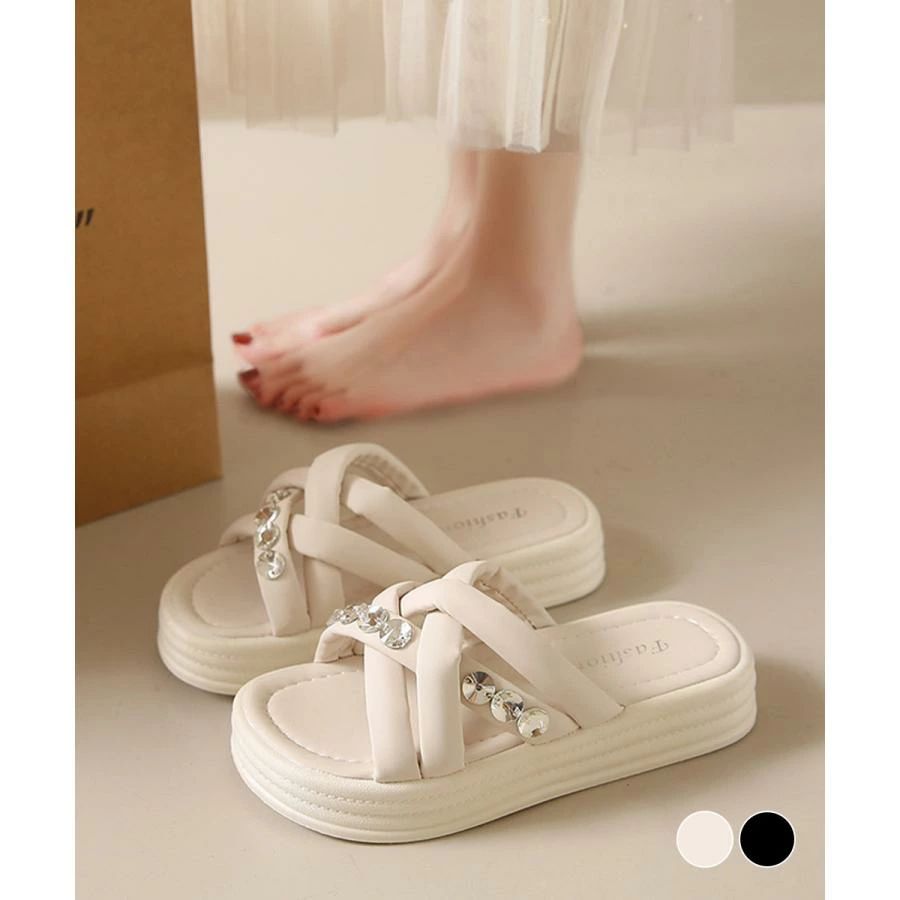 クロスベルト ボリュームソール 美脚 コンフォート 履きやすい 疲れない カジュアル 大人 可愛い靴 海 旅行 夏