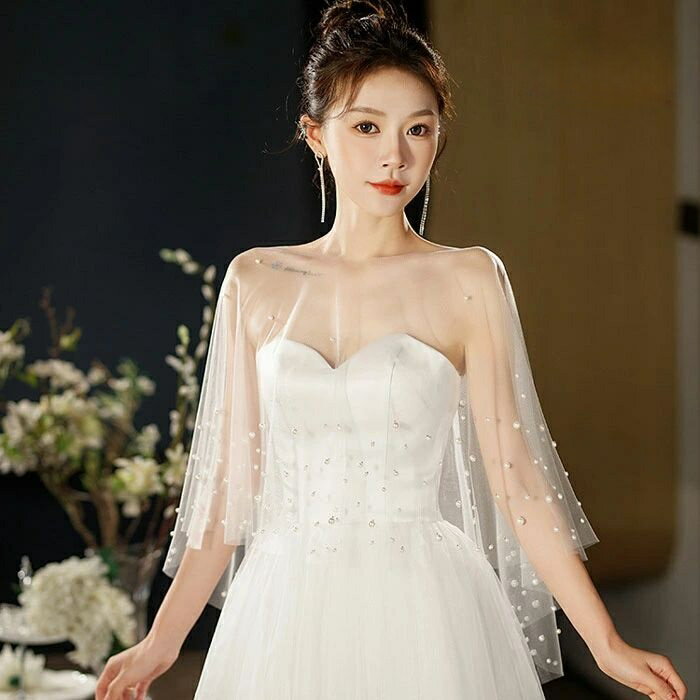 乐天商城 - レディース ボレロ ショール 結婚式 ウエディング パーティー ケープ 肩掛け ストール 花柄レース 花嫁 ドレスケープ フォーマル 二次会