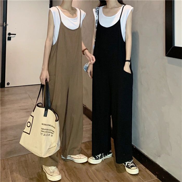 サロペット パンツ レディース オールインワン ワイドパンツ 涼しい ゆったり 春 夏 コンビネゾン 着痩せ 無地