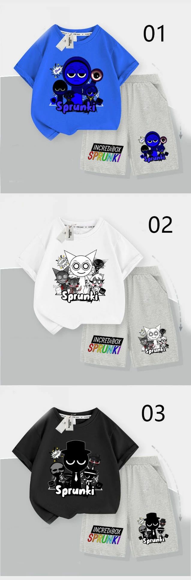 新作 Sprunki スプランキー 半袖シャツ T シャツ T‑shirt カットソー トップス 2 点セット 春グッズ キッズ 男の子 女の子 子供へのギフト 誕生日用品 普段着 通園 お出かけ ray88-10003173 RAY588 楽天市場店 サンプル画像2