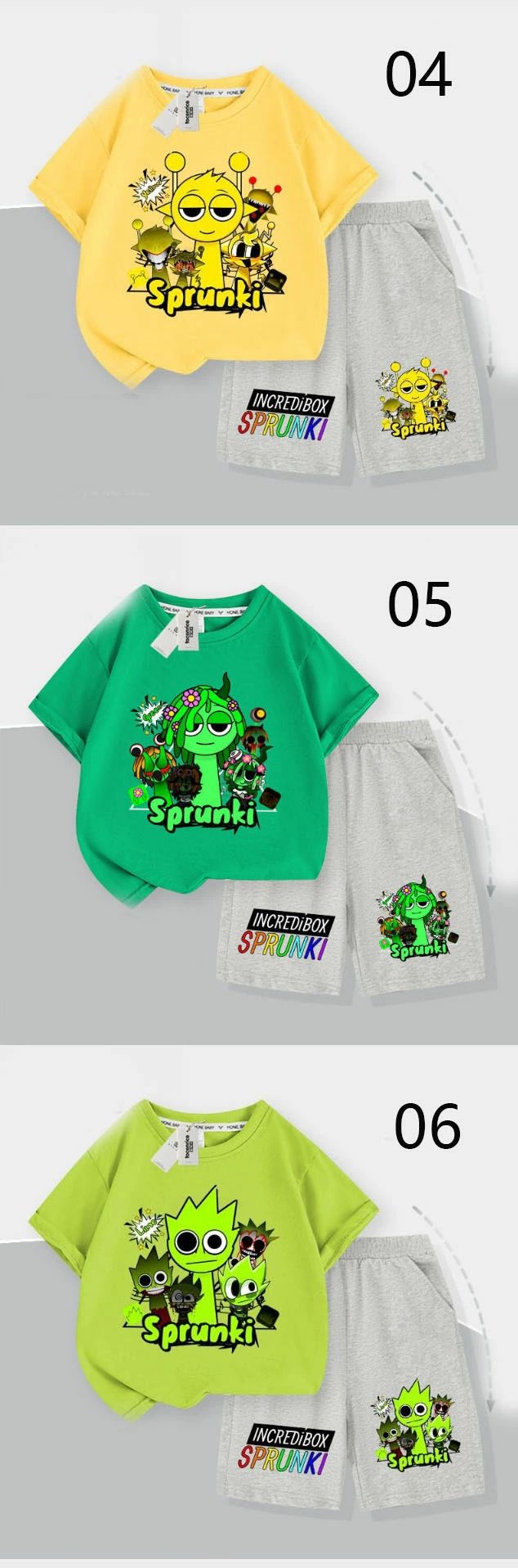 新作 Sprunki スプランキー 半袖シャツ T シャツ T‑shirt カットソー トップス 2 点セット 春グッズ キッズ 男の子 女の子 子供へのギフト 誕生日用品 普段着 通園 お出かけ ray88-10003173 RAY588 楽天市場店 サンプル画像3