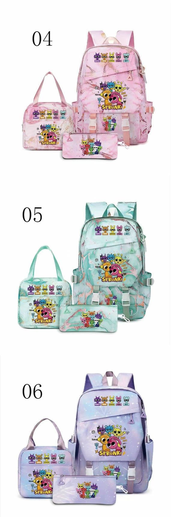35色 3つのセット Sprunki スプランキー ターズ バッグパック リュック グッズ