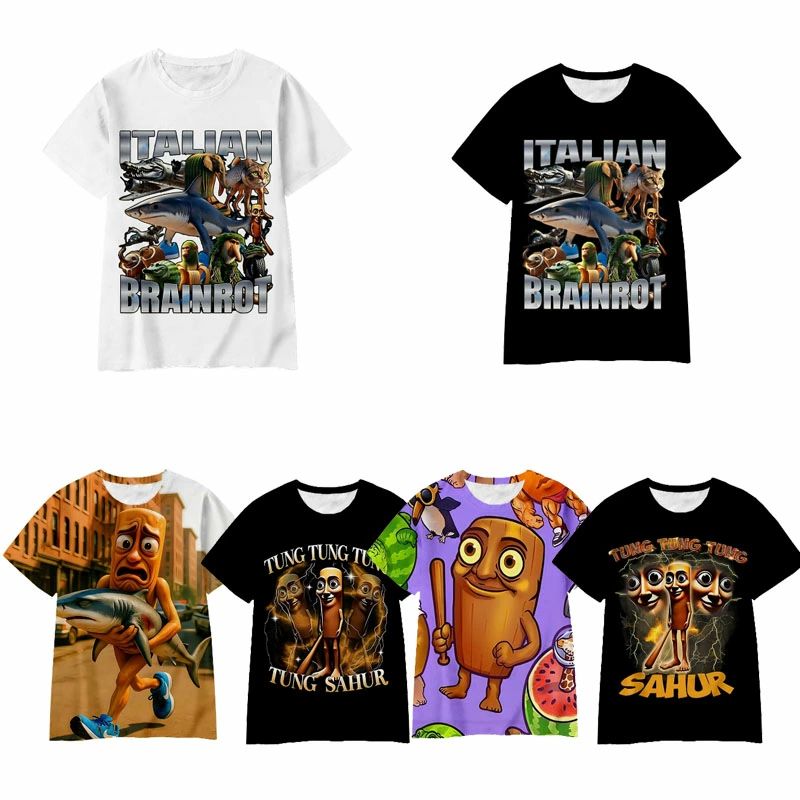 乐天商城 - 25色 新品 tung tung tung sahur Tシャツ 誕生日 半袖 Tシャツ 子供服トップス キッズ 男の子 女の子 トップス キャラクター 誕生日 プ