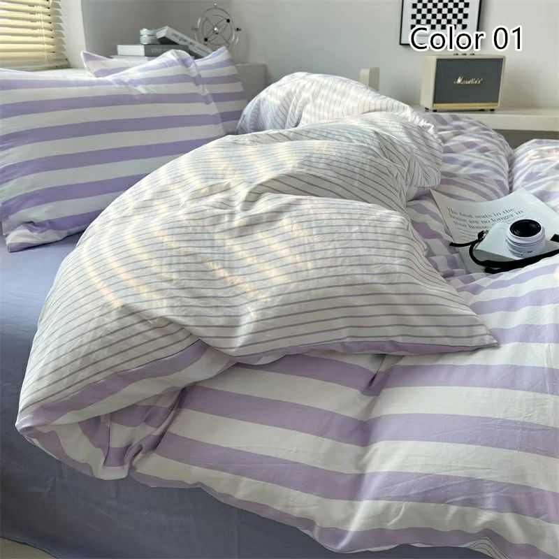 布団カバー セット 掛け布団カバー 3点セット シングル ストライプ フラットシーツ ボックスシーツ 枕カバー 4点セット かわいい 可愛い