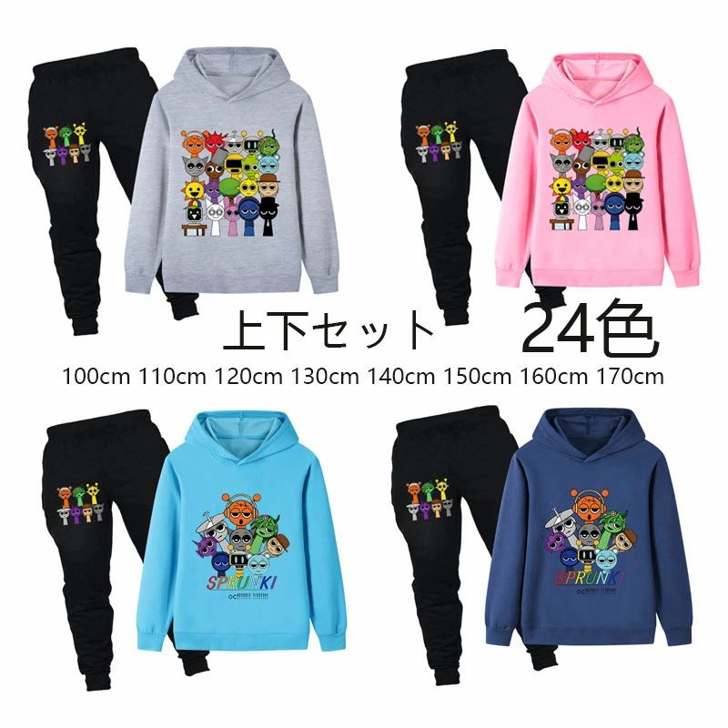 乐天商城 - 2025年の新商品。24色展開。Sprunkiのパーカーとパンツのセット。軽量。ゲームキャラクターデザイン。