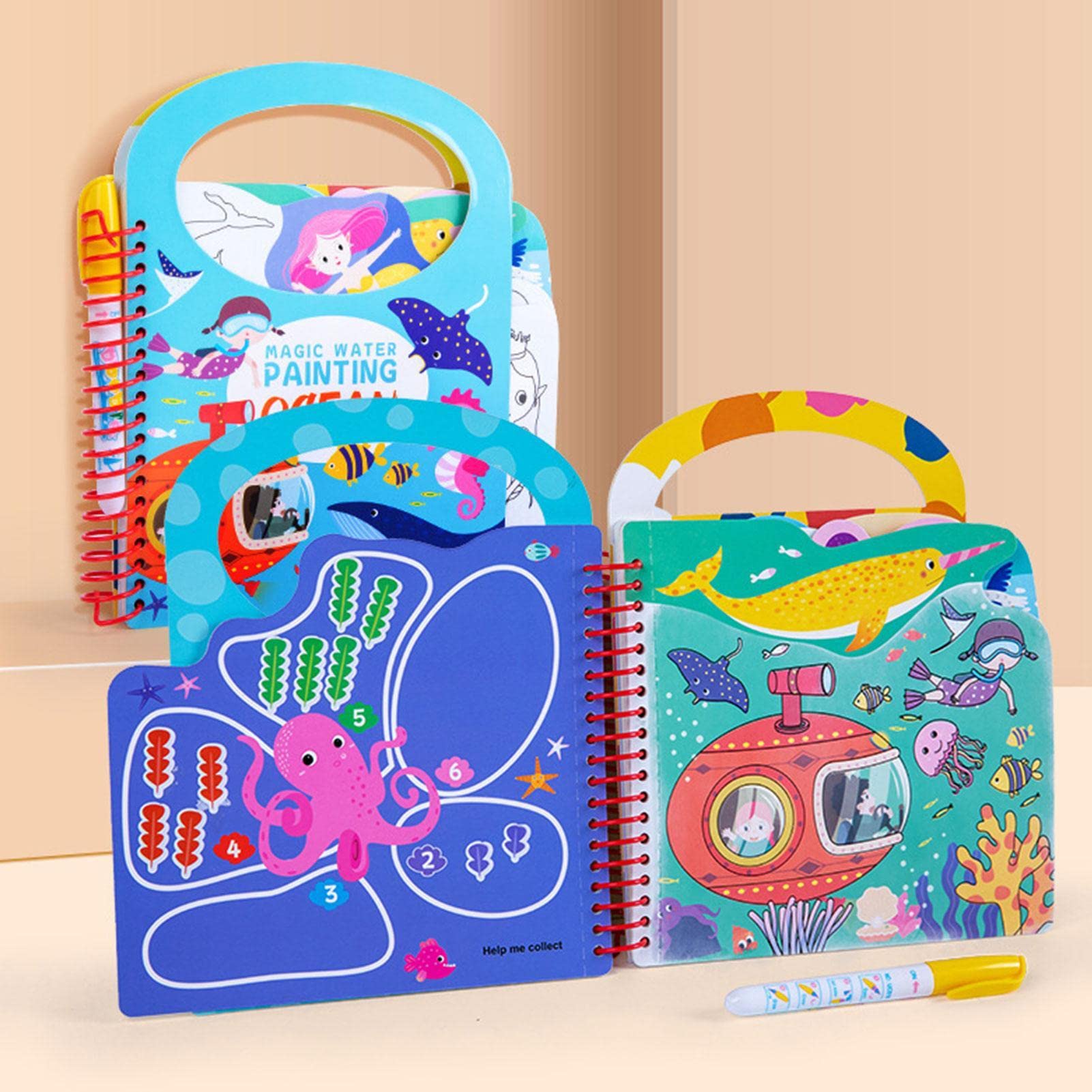 幼児向けの水彩塗り絵本 - 水の本と