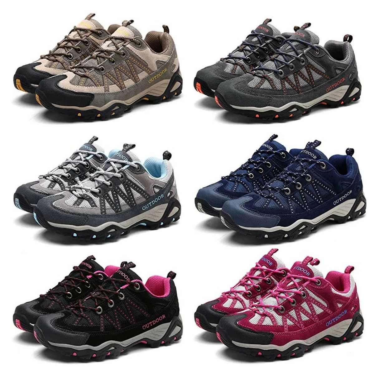 トレッキングシューズ 登山靴 防滑 耐磨耗 アウトドアシューズ ハイキングシューズ 男女兼用 メンズ レディース キャンプ ウォーキングシューズ 大きいサイズ 通気性 22.5cm-28.0cm 靴底はゴム底を使って、とても良いスキミング防...