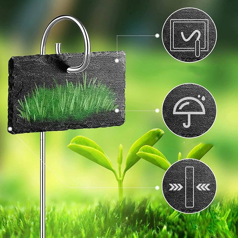 園芸 ネームプレート 5個セット+ペン2本 石製 ガーデニング用 長方形 楕円形