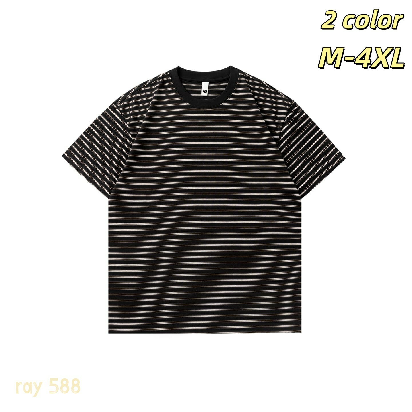 乐天商城 - 【ビッグシルエット】Tシャツ メンズ 半袖 ボーダー カットソー クルーネック オーバーサイズ ゆったり ティーシャツ 細ボーダー 綿 コ