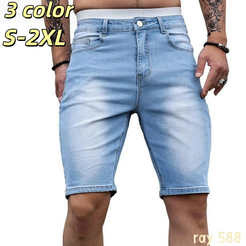 樂天商城 - スキニージーンズ 5分丈 メンズ 夏 デニムパンツ おしゃれ オラオラ系 ストレート 細身 フィット ストレッチ カジュアル イージーパンツ
