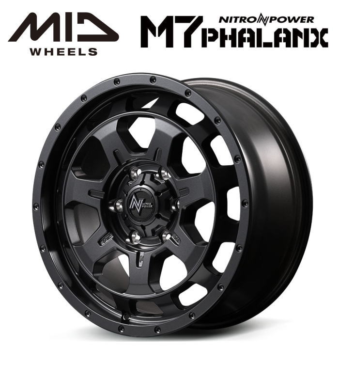 【送料無料・代引き可】【ホイール1本単品】マルカサービス MID NITROPOWER M7 PHALANX M7 ファランクス 17インチ 7.5J インセット45 6穴 P.C.D. 139.7 バレルブラック ランドクルーザー250 ランドクルーザー300 レクサスGX
