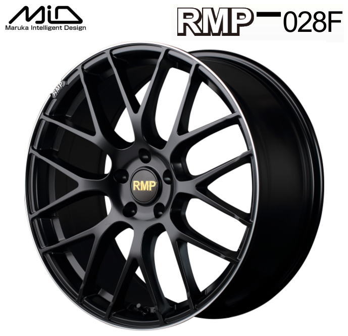 【送料無料 代引き可】【ホイール4本セット】マルカサービス MID RMP 028F 18インチ 8J インセット45 5穴 PCD 112 セミグロスブラック／リムエッジDC／ロゴマシニング