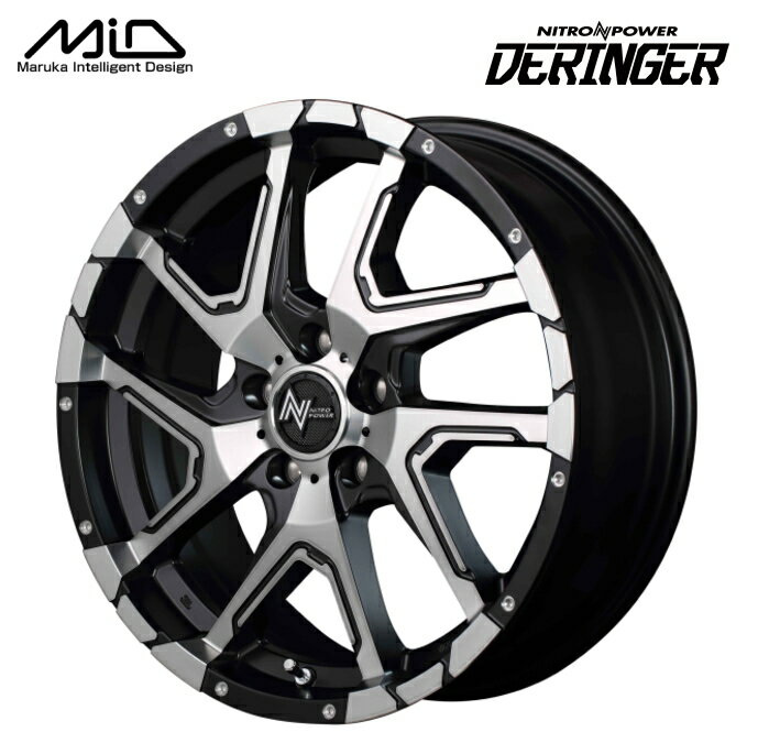 【送料無料・代引き可】【ホイール4本セット】デリカD:5 RAV4　NITRO POWER DERINGER 16インチ 7J インセット40 5穴 PCD 114.3 セミグロスブラックポリッシュ/フランジピアスドリルド