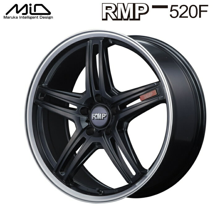 【送料無料 代引き可】【ホイール単品1本】マルカサービス MID RMP 520F 18インチ 8J インセット45 5穴 PCD 112 セミグロスブラック/リムポリッシュ