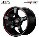 【送料無料 代引き可】【ホイール単品1本】マルカサービス MID RMP RACING R50 18インチ 8.5J インセット45 5穴 P.C.D.120 ブラック/リムレッドライン