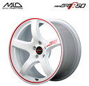 マルカサービス MID RMP RACING R50 18インチ 8.5J インセット45 5穴 P.C.D.114.3 ホワイト/リムレッドライン