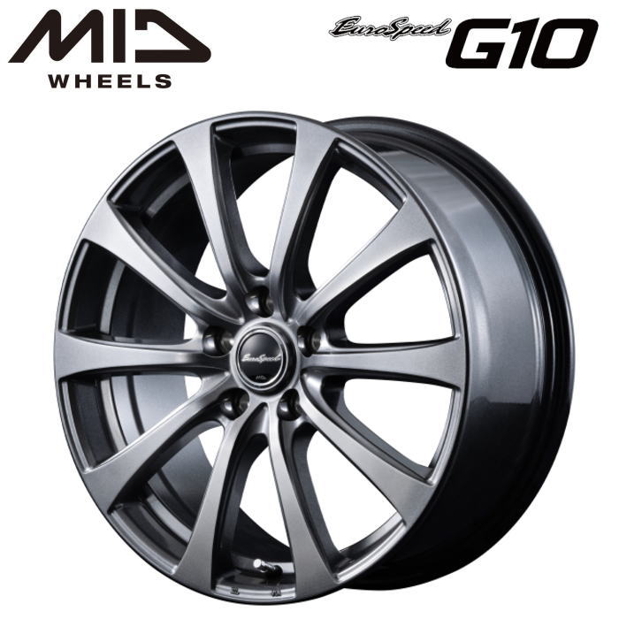 【送料無料・代引き可】【ホイール単品1本】MID EUROSPEED G10 16インチ 6.5J インセット48 5穴 PCD114.3 メタリックグレー