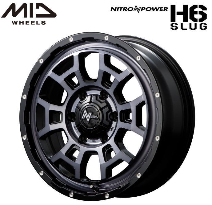 【送料無料・代引き可】【ホイール4本セット】マルカサービス NITRO POWER H6SLUG H6スラッグ　17インチ 6.5J インセット48 6穴 PCD 139.7 ブラッククリア/ピアスドリルド