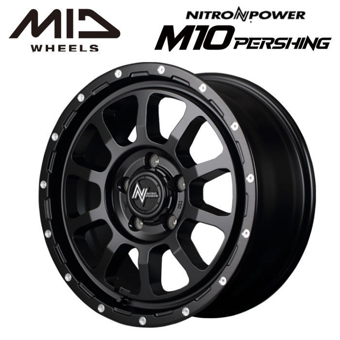 Rakuten - 【送料無料・代引き可】【ホイール4本】マルカサービス NITRO POWER M10 PERSHING S M10パーシングS　16インチ 7J インセット40 5穴 PCD 114.3 セミグロスブラック/マシニング