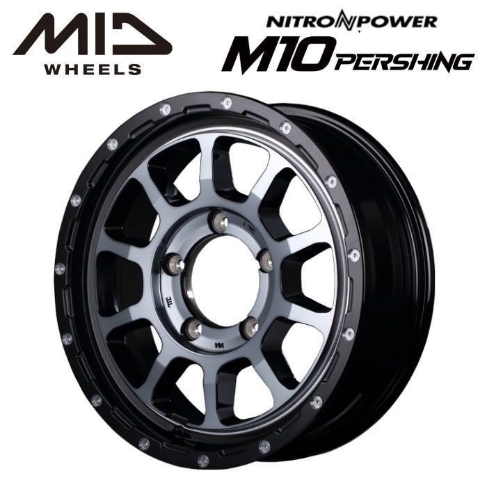 Rakuten - 【送料無料・代引き可】【ホイール4本】NITRO POWER M10 PERSING J 16インチ 5.5J インセット20 5穴 P.C.D. 139.7 ブラック/マシニング/ブラッククリア
