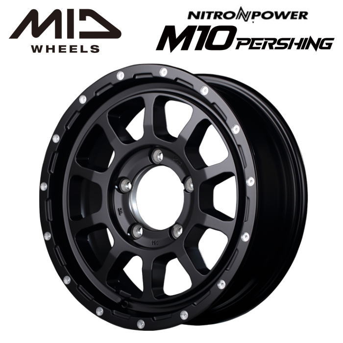 Rakuten - 【送料無料・代引き可】【ホイール4本】NITRO POWER M10 PERSING J 16インチ 5.5J インセット20 5穴 P.C.D. 139.7 セミグロスブラック/マシニング