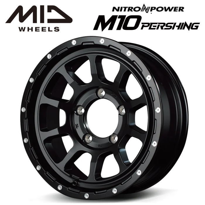 Rakuten - 【送料無料・代引き可】【ホイール単品1本】NITRO POWER M10 PERSING J 16インチ 6J インセット-5 5穴 P.C.D. 139.7 セミグロスブラック/マシニング