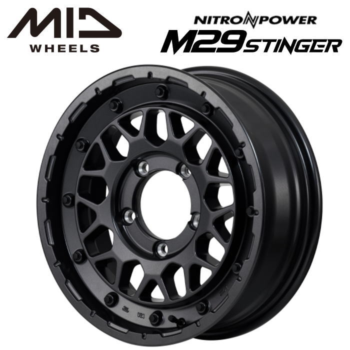 Rakuten - 【送料無料・代引き可】【ホイール単品1本】MID NITRO POWER M29STINGER M29スティンガー 16インチ 5.5J インセット20 5穴 PCD 139.7 バレルブラック