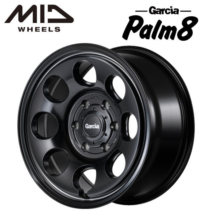 【送料無料・代引き可】【ホイール4本セット】MID GARCIA Palm8 ガルシア パーム8 17インチ 8J インセット20 6穴 P.C.D.139.7 セミグロスブラック/ヴァーレイポリッシュ