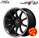 【送料無料・代引き可】【ナットセット付】【ホイール4本セット】マルカサービス MID RMP RACING R10 17インチ 7J インセット48 5穴 P.C.D. 114.3　クリスタルブラック/リムポリッシュ+レッド