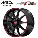 【送料無料・代引き可】【ホイール単品1本】MID RMPRACING R25Plus R25プラス 18インチ 8J インセット45 5穴 PCD 100 ブラック/リムレッドライン