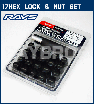 【送料無料】RAYS（レイズ）/RAYS　GEAR☆正規品☆17HEXロック＆ナットセット/4H車用カラー：ブラック